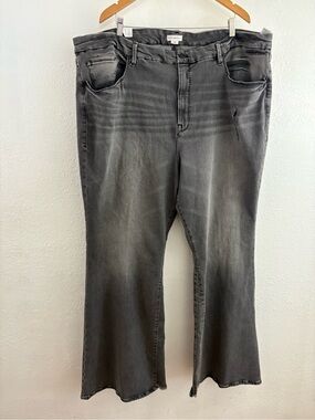 Good American The Good Legs Flare Jeans in a faded black size 30